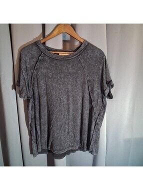 Zenana Women's Gray Short Sleeve Rayon Spandex Top L/XL